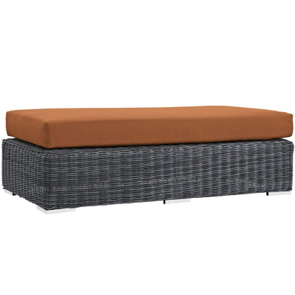ottomans | CasaFoyer Summon Outdoor Patio Sunbrella Rectangle Ottoman | Unparalleled Comfort & Quality | Two-Tone Rattan Weave | Sunbrella Cushions | UV Protection | casafoyer.myshopify.com