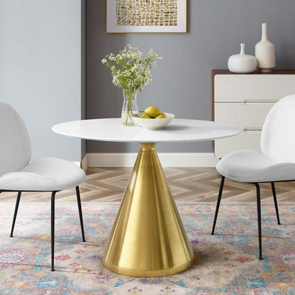 patio dining tables | CasaFoyer Tupelo 42 Oval Dining Table | Elegant Mid-Century Style | Sturdy MDF Top | Sleek White Finish | Gold Metal Pedestal Base | Easy to Clean | Non-Marking Ring | casafoyer.myshopify.com