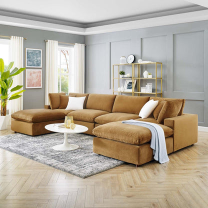 sofas | CasaFoyer Commix 6-Piece Sectional Sofa | Luxurious & Inviting | Stain-Resistant Velvet | Solid Wood Construction | Overstuffed Down Feather Cushions | Ample Seating | 331 lbs Weight Capacity | Plastic Foot Glides | casafoyer.myshopify.com