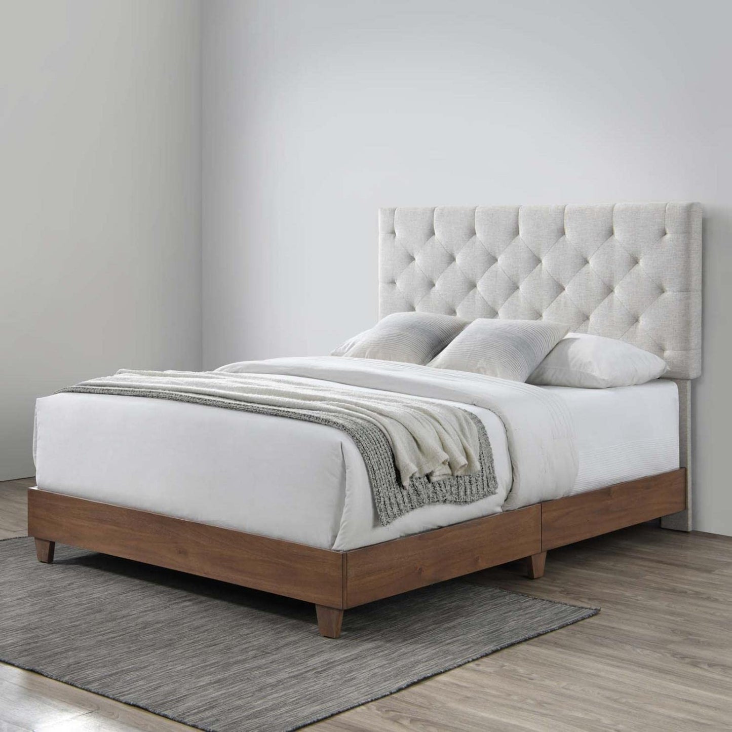 adjustable bed bases | CasaFoyer Rhiannon Tufted Upholstered Fabric Queen Bed | Walnut Beige | Luxury Design | Sturdy Frame | Easy Assembly | 800 lbs Weight Capacity | casafoyer.myshopify.com