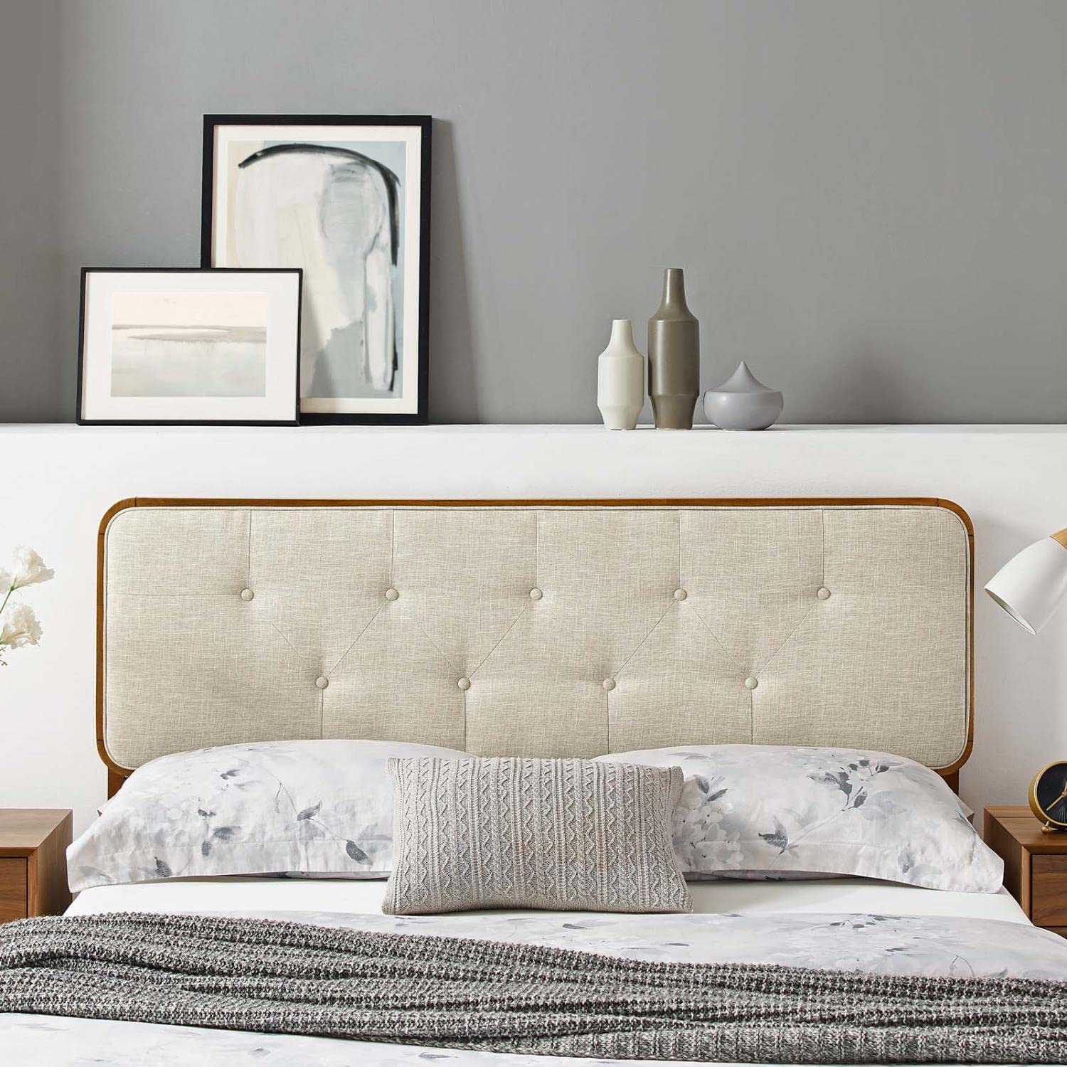 headboards | CasaFoyer Collins Tufted Wood Twin Headboard | Retro Charm | Organic Aesthetics | Interchangeable Bed Frames | Walnut Beige | casafoyer.myshopify.com