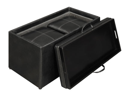 Ottoman | Designs4Comfort Sheridan Storage Bench | Reversible Tray | 2 Side Ottomans | Ample Storage & Seating | Built-in Serving Trays | casafoyer.myshopify.com