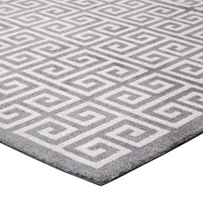 area rugs | CasaFoyer Elegant Freydis Greek Key Area Rug | 8x10 | White/Light Gray | Soft Polyester Microfiber | Durable Jute Bottom | Stain Resistant | Ideal for Living Room, Bedroom, Entryway | casafoyer.myshopify.com