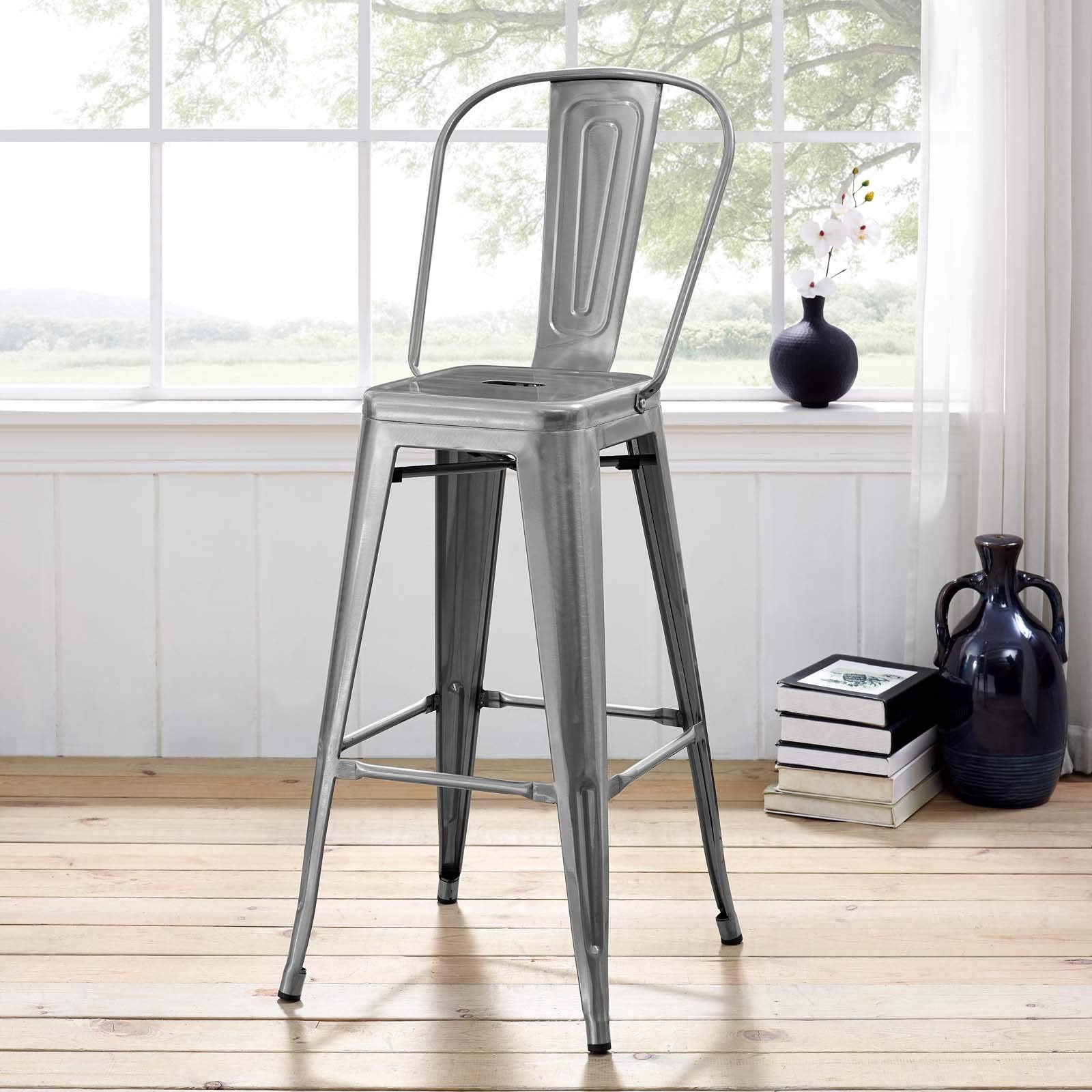 home office desk chairs | CasaFoyer Promenade Vintage Powder Coated Steel Bar Stool | Industrial Modern Design | Breakfast Nook or Bar Area | casafoyer.myshopify.com