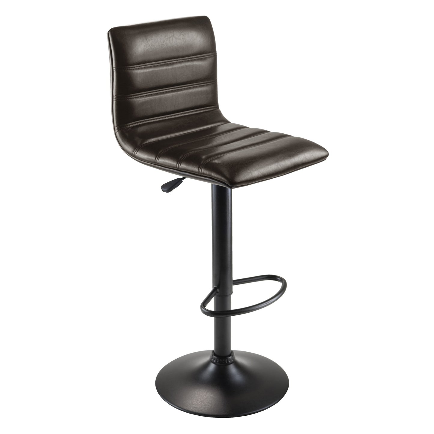 STOOL_SEATING | CasaFoyer  Wood Holly Adjustable Swivel Stool | Modern L-Shape Design | Height Adjustable | 360-Degree Swivel | Espresso Faux Leather Seat | Matte Black Base | Perfect for Kitchen or Basement Bar | casafoyer.myshopify.com
