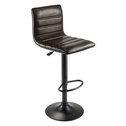 STOOL_SEATING | CasaFoyer  Wood Holly Adjustable Swivel Stool | Modern L-Shape Design | Height Adjustable | 360-Degree Swivel | Espresso Faux Leather Seat | Matte Black Base | Perfect for Kitchen or Basement Bar | casafoyer.myshopify.com