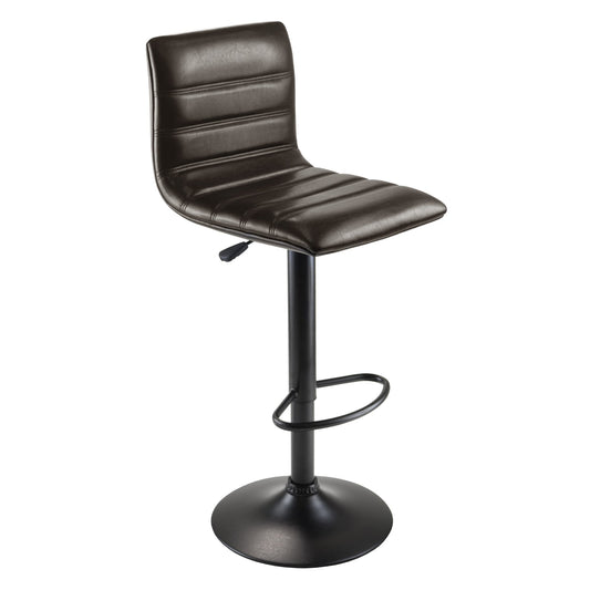 STOOL_SEATING | CasaFoyer  Wood Holly Adjustable Swivel Stool | Modern L-Shape Design | Height Adjustable | 360-Degree Swivel | Espresso Faux Leather Seat | Matte Black Base | Perfect for Kitchen or Basement Bar | casafoyer.myshopify.com