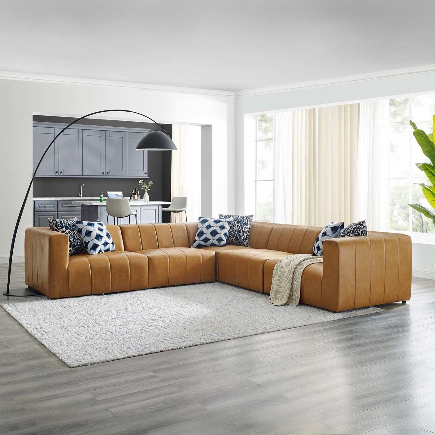 sofas | CasaFoyer Bartlett Vegan Leather 5-Piece Sectional Sofa | Customizable Design | Retro Modern Style | Vegan Leather Upholstery | Dense Foam Padding | Solid Wood Frame | Modular Connectors | Non-Marking Foot Caps | 331 lbs Weight Capacity | casafoyer.myshopify.com