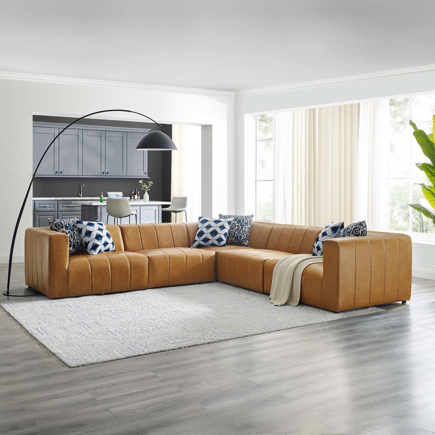 sofas | CasaFoyer Bartlett Vegan Leather 5-Piece Sectional Sofa | Customizable Design | Retro Modern Style | Vegan Leather Upholstery | Dense Foam Padding | Solid Wood Frame | Modular Connectors | Non-Marking Foot Caps | 331 lbs Weight Capacity | casafoyer.myshopify.com