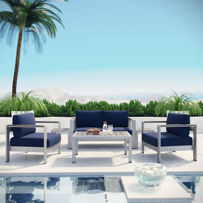 kitchen and dining room sets | CasaFoyer Shore Outdoor Patio Collection | Durable Aluminum Sectional Sofa Set - Silver Navy | casafoyer.myshopify.com