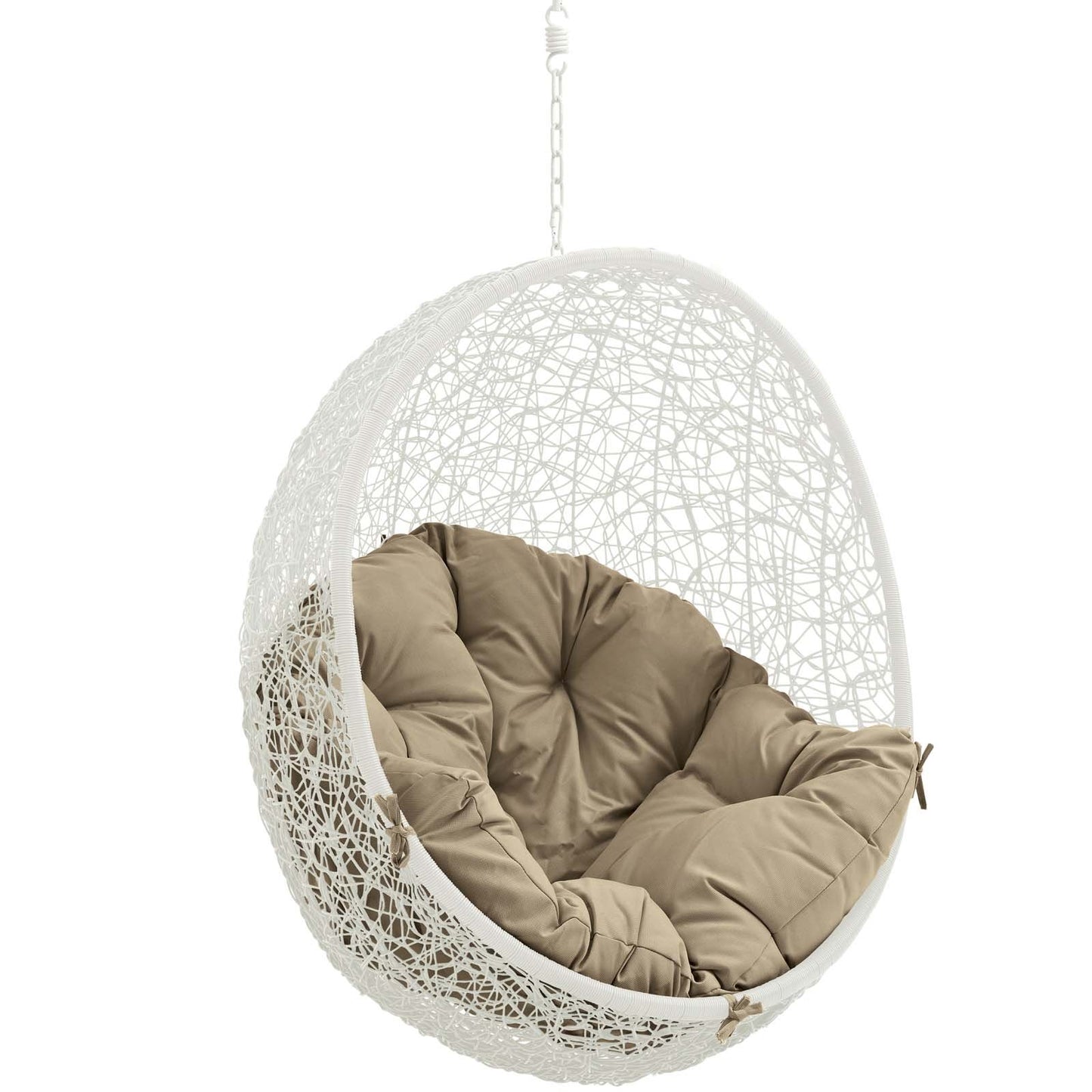 Swing Chair | Ergode Hide Outdoor Patio Swing Chair | Exotic Island Tranquility | Synthetic Rattan Weave | All-Weather Cushion | Powder-Coated Steel Frame | Adjustable Chain | UV Resistant | Ideal for Patio, Backyard, Porch, Poolside | Indoor/Outdoor Use | White Mocha | casafoyer.myshopify.com