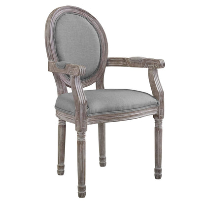 home office desk chairs | CasaFoyer Emanate Dining Armchair Set | Fluted Wood Frame | Upholstered Fabric Seat | Vintage French Aesthetic | Set of 2 | Light Gray | casafoyer.myshopify.com