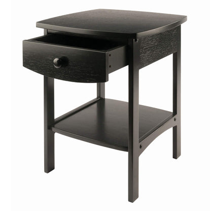 TABLE | Ergode  Claire Curved Nightstand | Timeless Design | Black Finish | Pull-Out Drawer | Bottom Shelf | Durable Construction | Bedroom Furniture | casafoyer.myshopify.com