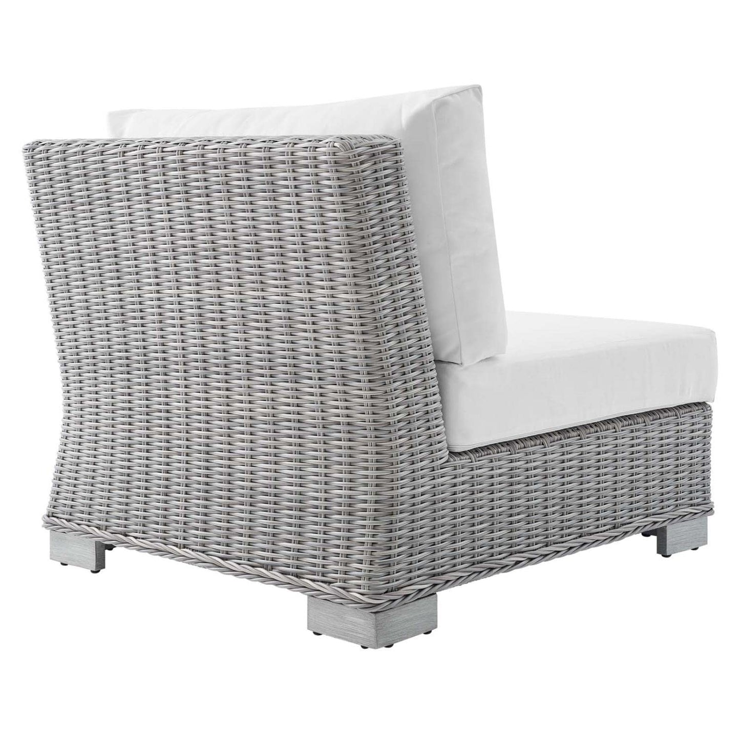 patio bistro sets | CasaFoyer Conway Outdoor Patio Wicker Rattan Armless Chair | Light Gray | UV-Resistant | Water-Resistant Sunbrella Cushions | Powder-Coated Aluminum Frame | casafoyer.myshopify.com