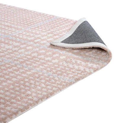 area rugs | CasaFoyer Kaja Criss-Cross Modern Abstract Area Rug | Plush Polyester Microfiber | Stain-Resistant | Non-Shedding | Easy to Clean | 5x8 Ivory, Cameo Rose, Light Blue | casafoyer.myshopify.com