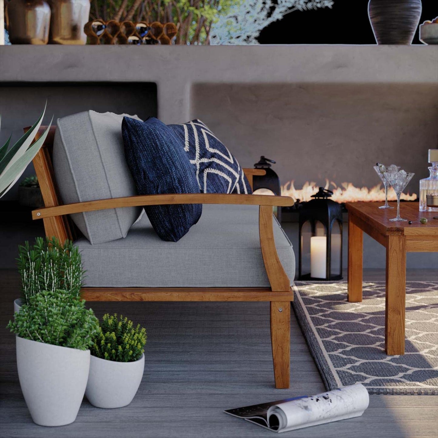 sofas | CasaFoyer Marina Teak Wood Outdoor Patio Sofa | Durable & Weather-Resistant | Modern Design | Assembly Required | Includes One Sofa | casafoyer.myshopify.com