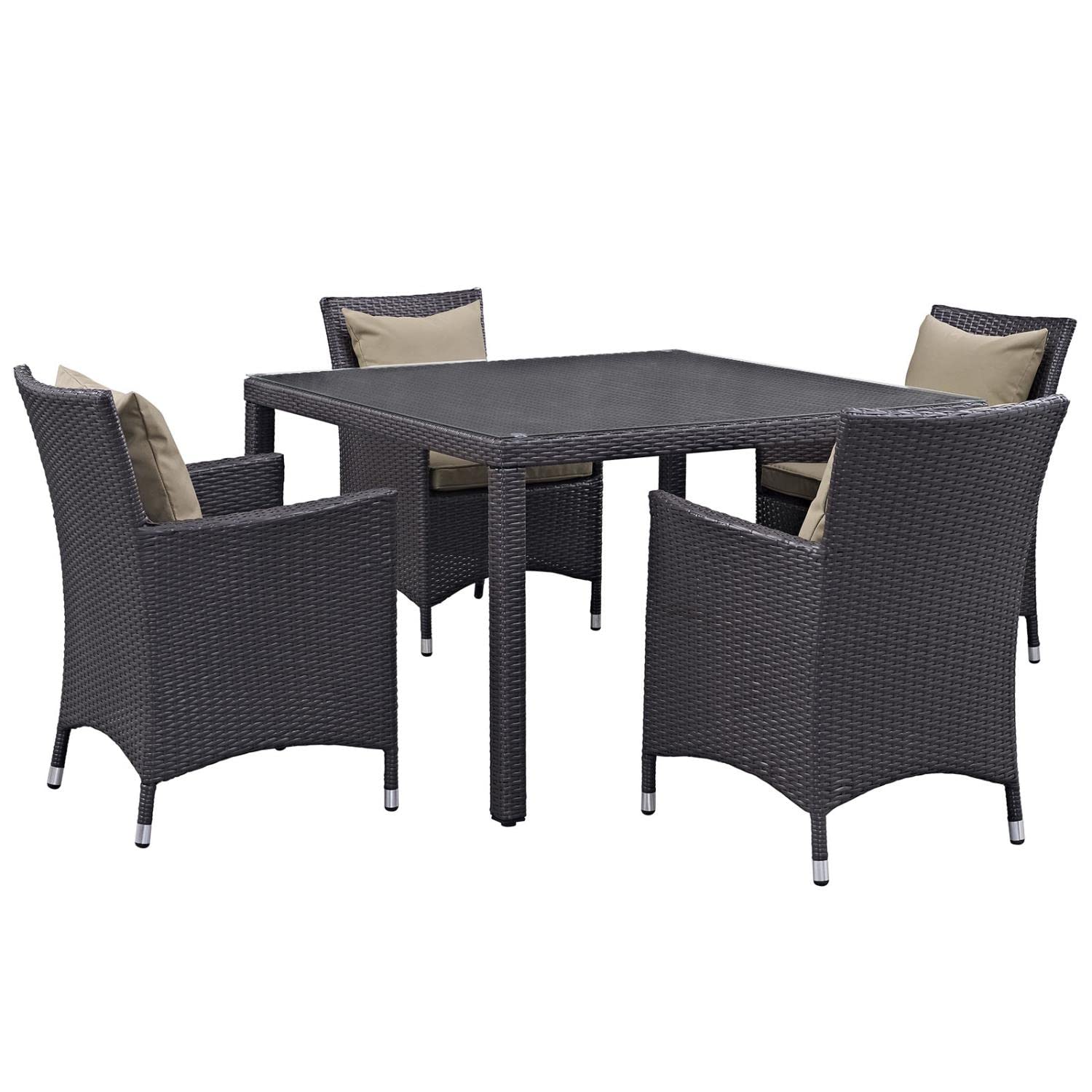 kitchen and dining room sets | CasaFoyer Convene Outdoor Sectional Series | Weather-Resistant Rattan | Aluminum Frame | Includes Dining Table & 4 Armchairs | casafoyer.myshopify.com
