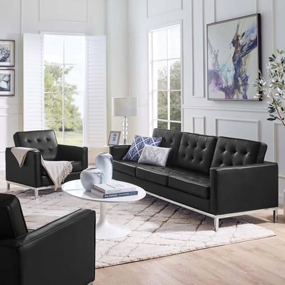 kitchen and dining room sets | CasaFoyer Loft Tufted Faux Leather Accent Sofa & Armchair Set | Elegant Design | Stainless Steel Frame | 900 lbs Sofa Weight Capacity | 300 lbs Armchair Weight Capacity | casafoyer.myshopify.com