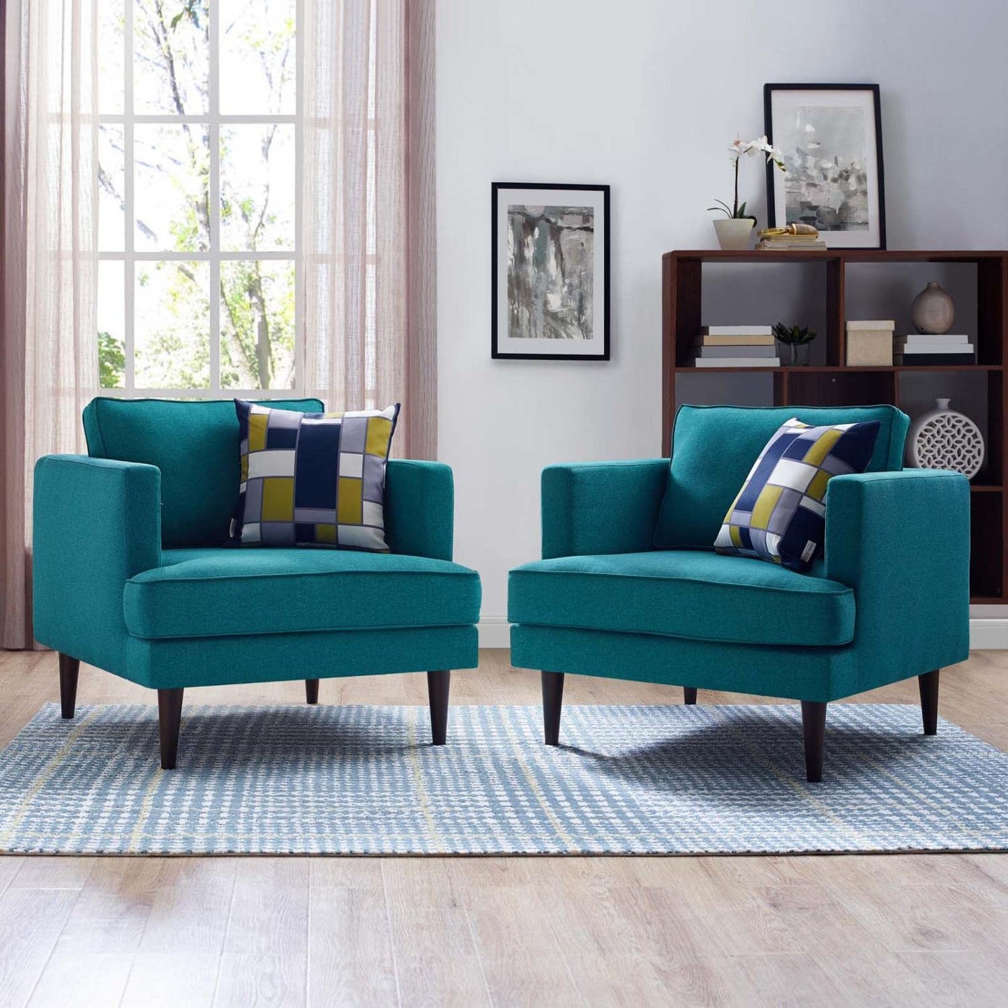 home office desk chairs | CasaFoyer Agile Armchair Set of 2 | Stylish & Versatile Seating | Teal | Mid-Century, Contemporary, Modern Décor | Non-Marking Foot Caps | Removable & Machine-Washable Covers | 441 lbs Weight Capacity | Includes 2 Armchairs | casafoyer.myshopify.com