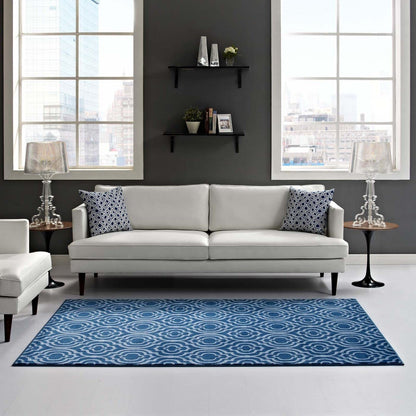 Carpet & Rugs | CasaFoyer Frame Transitional Moroccan Trellis Area Rug | Durable, Stain Resistant | 8x10 | Moroccan Blue & Light Blue | casafoyer.myshopify.com