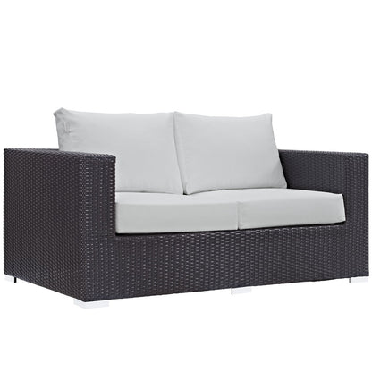 Patio Furniture Sets | Convene Outdoor Sectional Loveseat | Durable Rattan & Aluminum Frame | Weather-Resistant Cushions | Ideal for Patio, Backyard, Poolside | casafoyer.myshopify.com