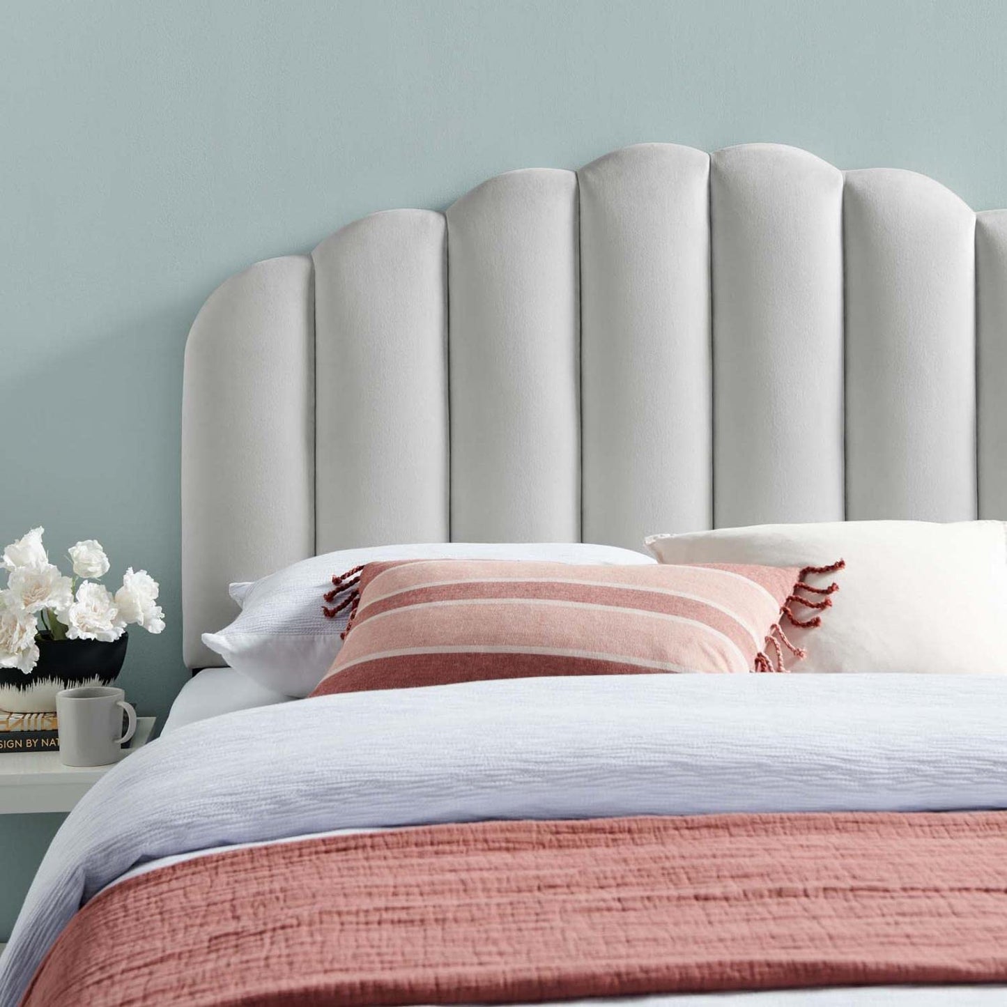 headboards | CasaFoyer Veronique Channel Tufted Scalloped Performance Velvet King/California King Headboard | Timeless Vintage Glamour | Stain-Resistant Upholstery | Adjustable Height | Elegant Design | casafoyer.myshopify.com