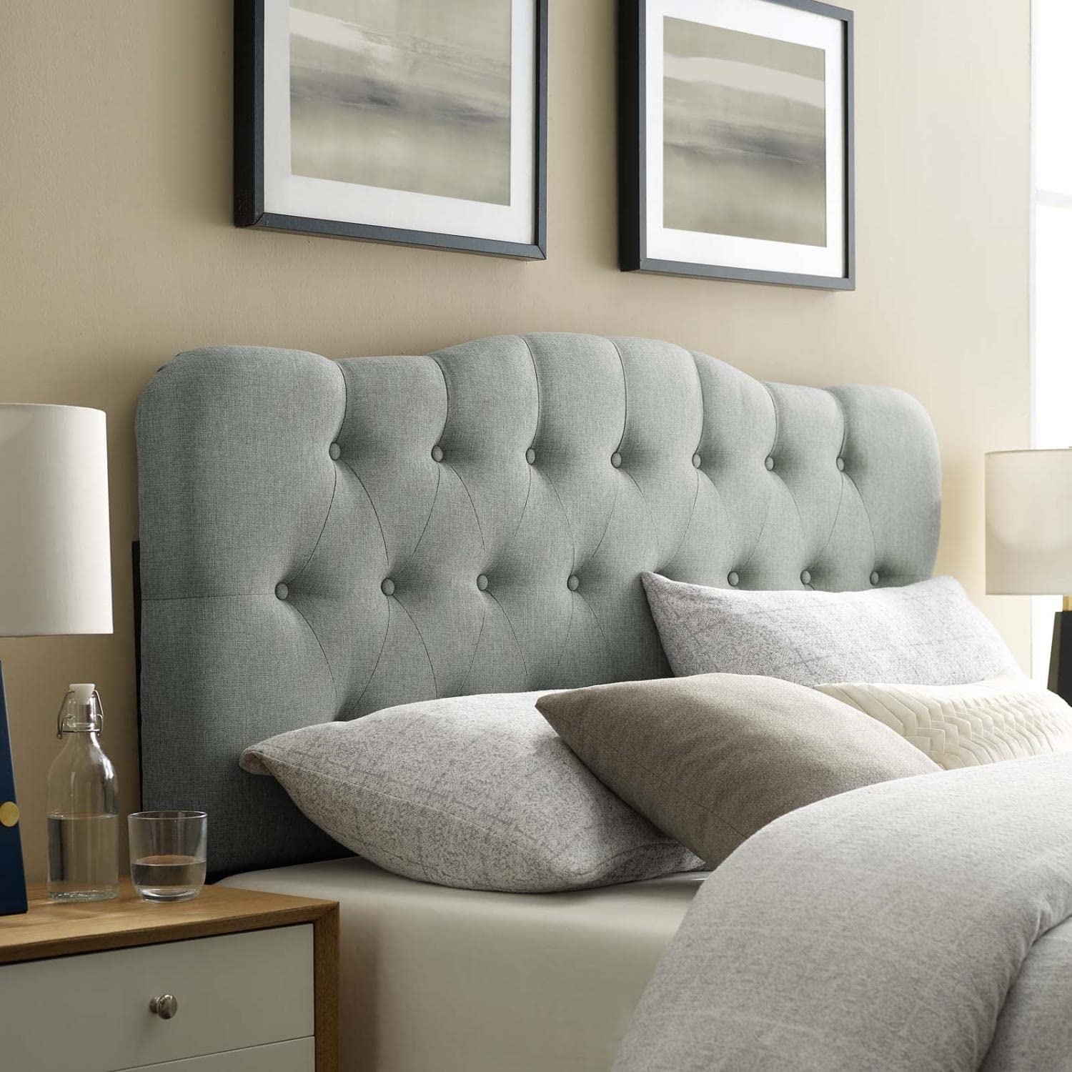 headboards | CasaFoyer  Annabel Button Tufted Linen Fabric Upholstered Queen Headboard | Tranquil Haven | Soft Tones | Sophisticated Design | Durable Build | Graceful Contours | Enhance Bedroom Ambiance | casafoyer.myshopify.com