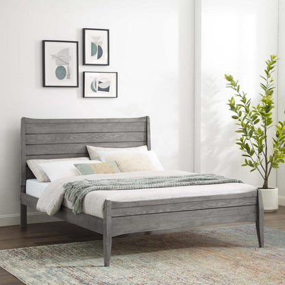 Bed | CasaFoyer Georgia Wood Queen Platform Bed | Rustic Charm meets Modern Farmhouse Style | Durable Rubberwood and MDF Construction | No Box Spring Needed | Easy Assembly | Gray | casafoyer.myshopify.com