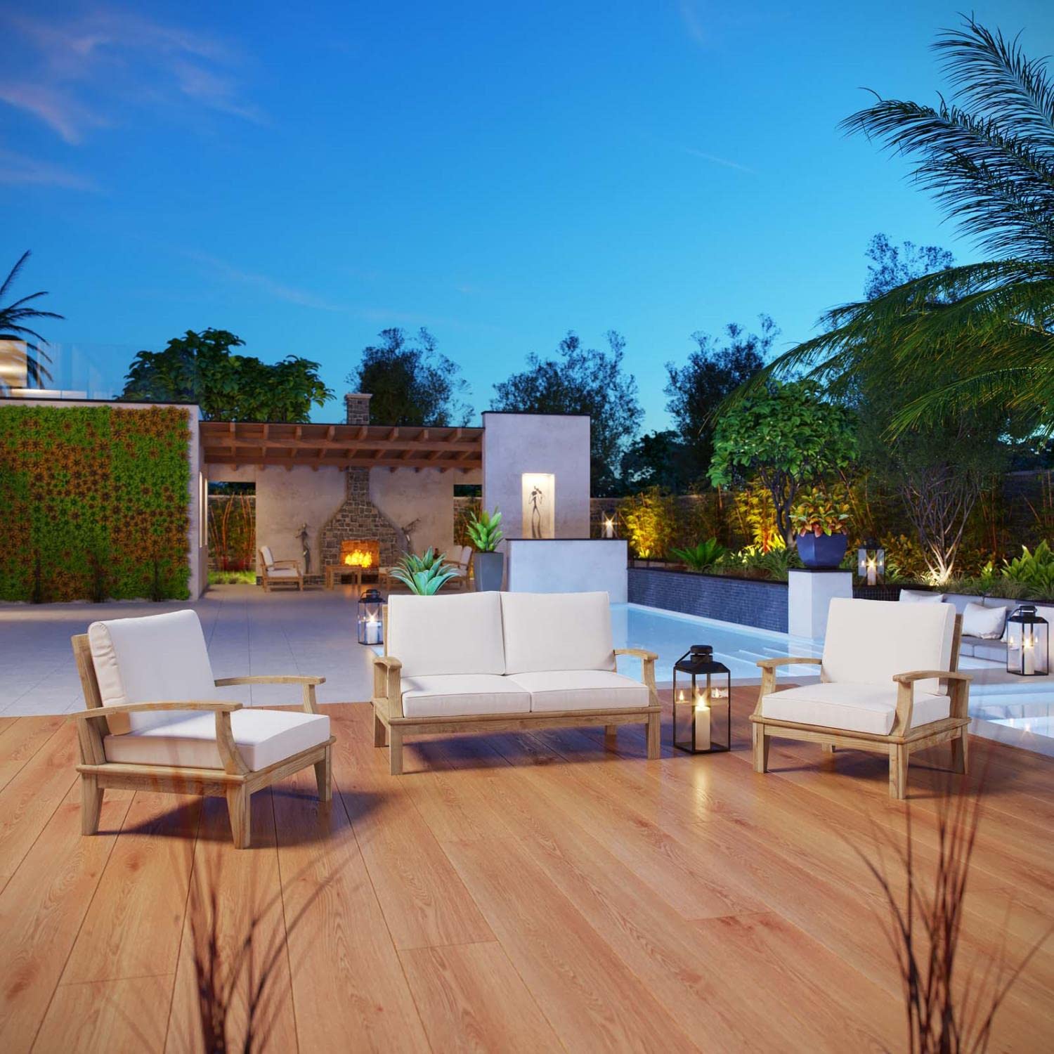 Patio Furniture Sets | Marina Teak Wood Outdoor Patio Furniture Sofa Sectional Set | Luxury | Durable | All-Weather Cushions | Modern Design | Easy Assembly | casafoyer.myshopify.com