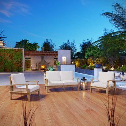 Patio Furniture Sets | Marina Teak Wood Outdoor Patio Furniture Sofa Sectional Set | Luxury | Durable | All-Weather Cushions | Modern Design | Easy Assembly | casafoyer.myshopify.com