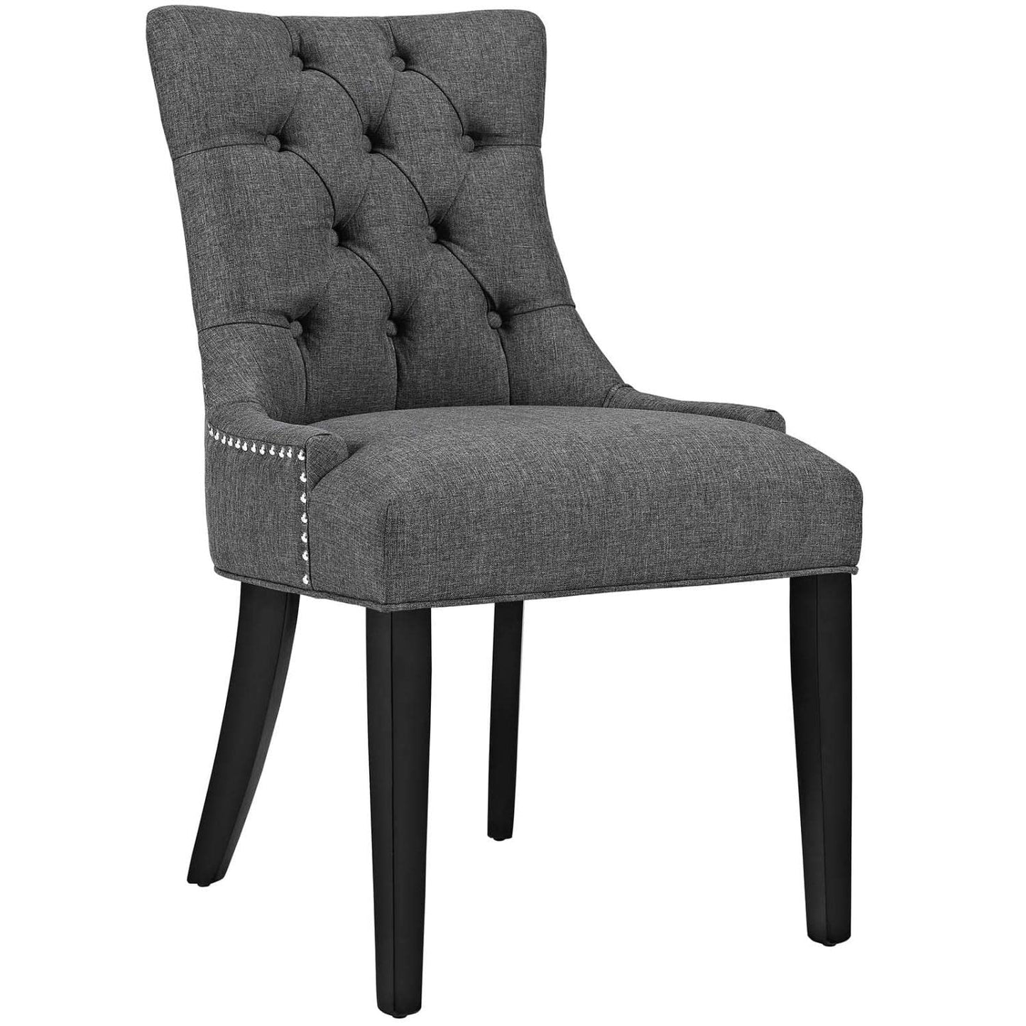 home office desk chairs | CasaFoyer Regent Dining Side Chair Set of 2 | Tufted Buttons | Nailhead Trim | Plush Cushion | Polyester Fabric | Non-Marking Foot Caps | Tapered Wood Legs | Gray | casafoyer.myshopify.com