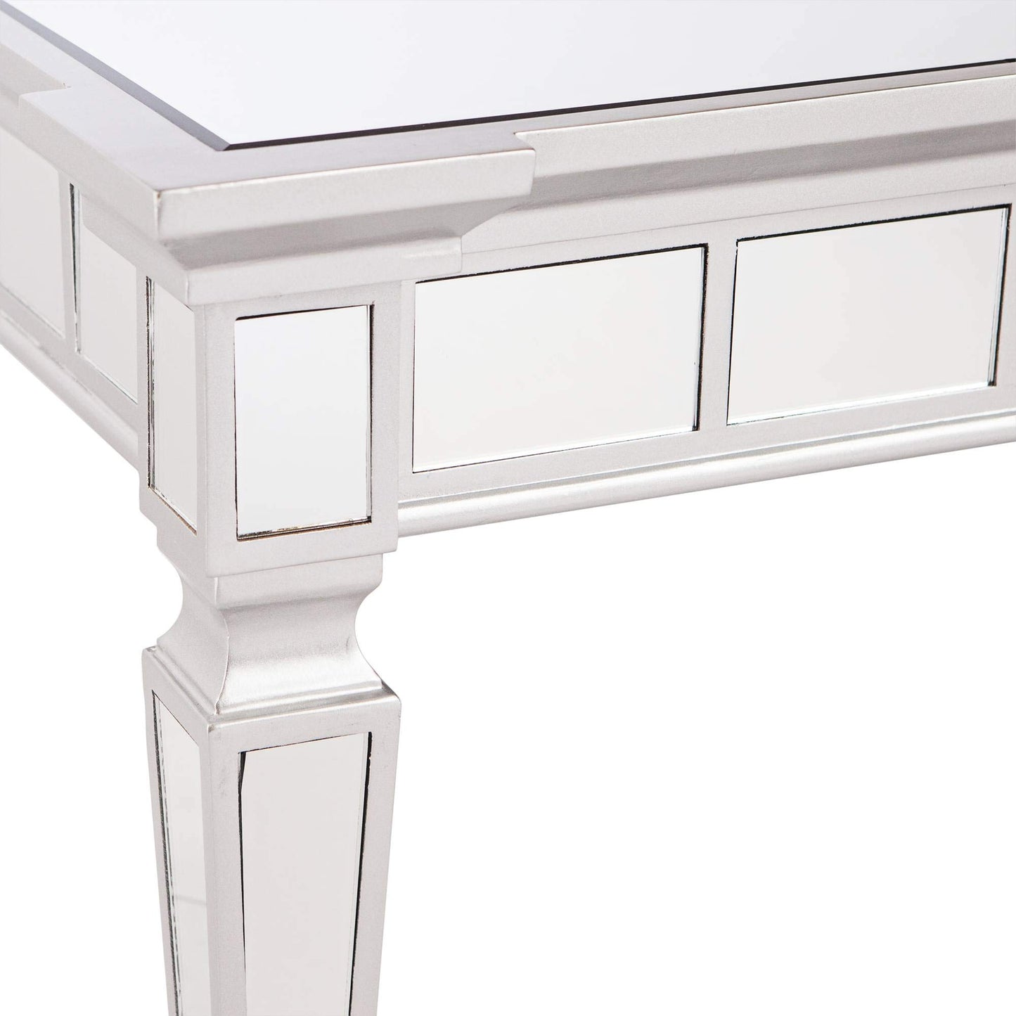 TABLE | Sophisticated End Table | Matte Silver Frame | Mirrored Tiles | Hollywood Glamour | casafoyer.myshopify.com