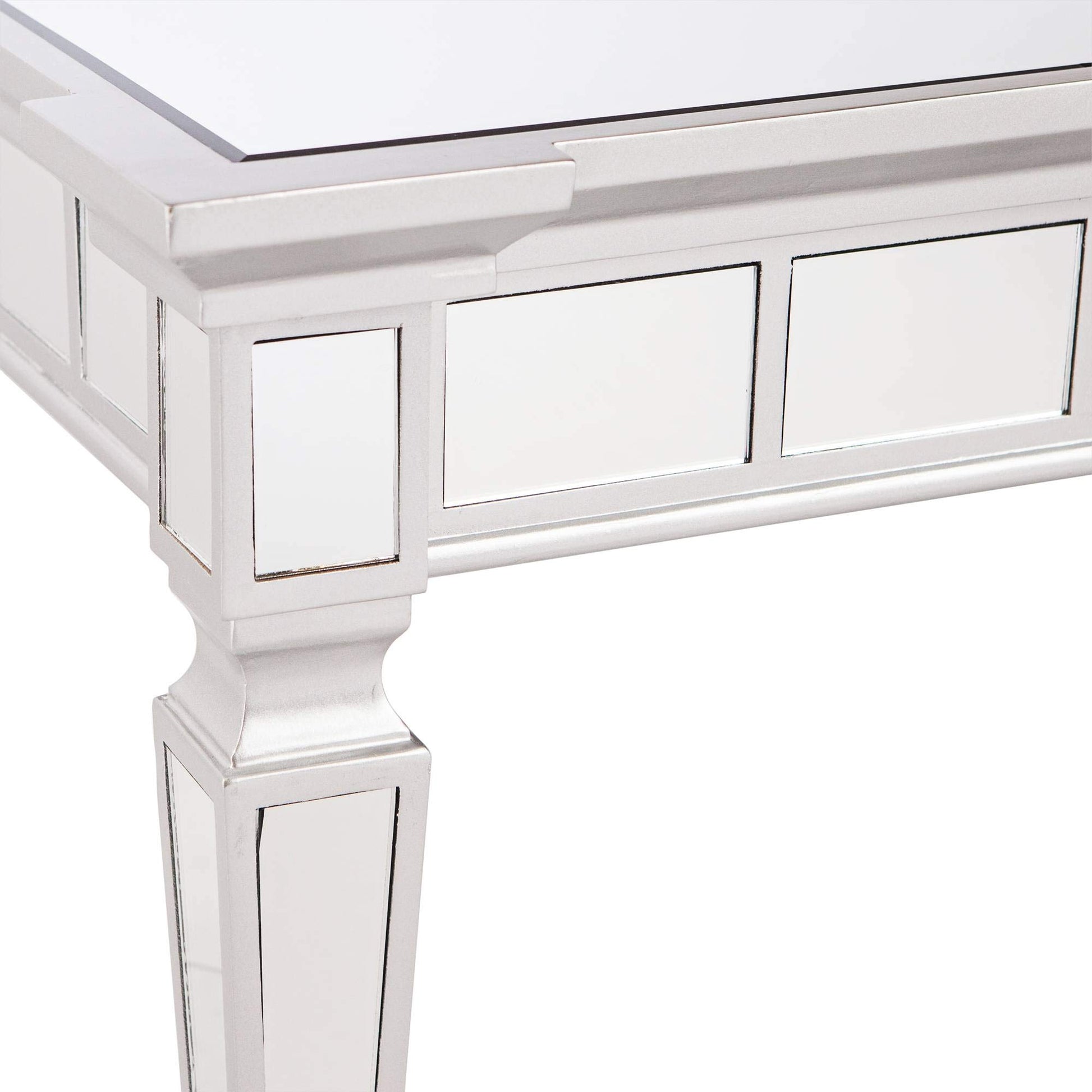 TABLE | Sophisticated End Table | Matte Silver Frame | Mirrored Tiles | Hollywood Glamour | casafoyer.myshopify.com