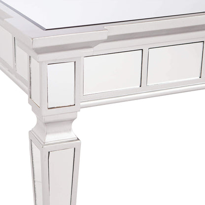 TABLE | Sophisticated End Table | Matte Silver Frame | Mirrored Tiles | Hollywood Glamour | casafoyer.myshopify.com