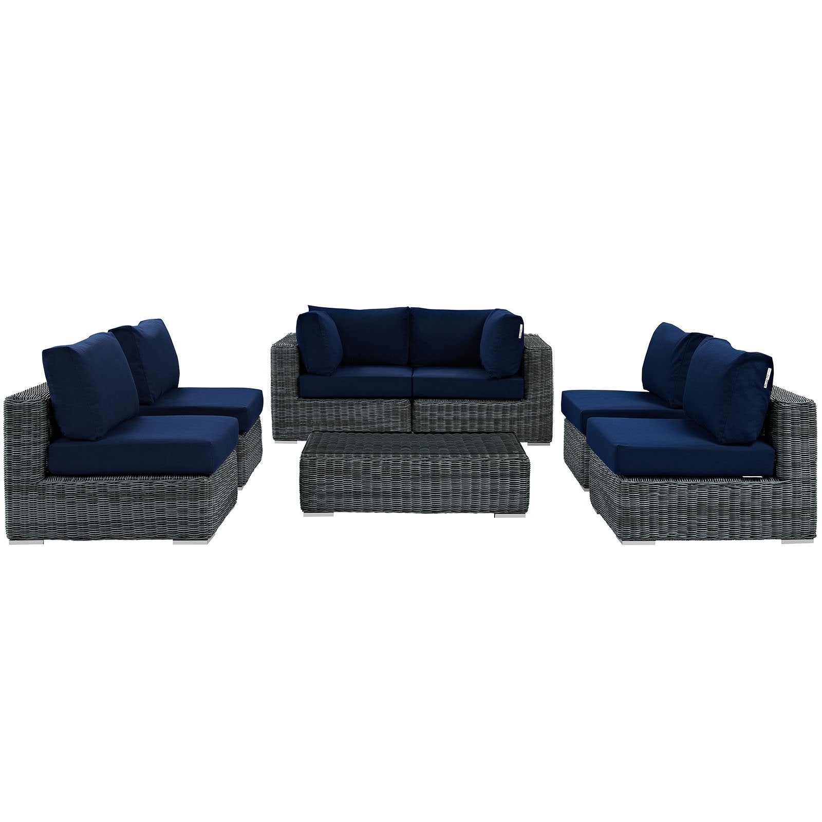 kitchen and dining room sets | CasaFoyer Ultimate Comfort | Summon Outdoor Patio Sectional Sofa Set - 7 Piece | Two-Tone Rattan | Sunbrella Cushions | UV Protection | Aluminum Frame | casafoyer.myshopify.com