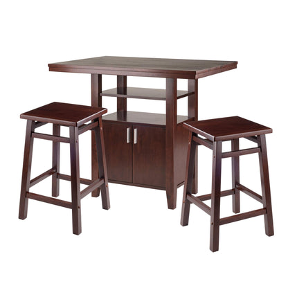 childrens table and chair sets | CasaFoyer  Wood Albany High 3Pc Set | Retro-Inspired Design | Storage Cabinet & 2 Square Seat Stools | Ideal for Kitchen or Dining Room | Solid Wood Construction | Space-Saving & Versatile | Assembly Required | casafoyer.myshopify.com