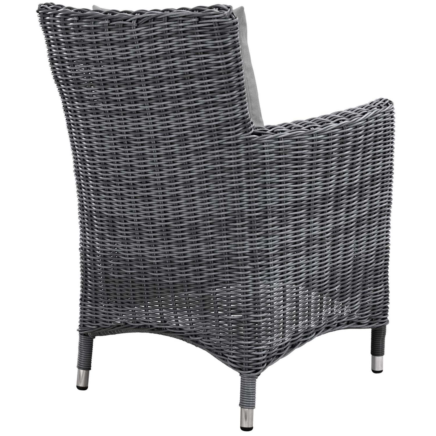 Patio Furniture Sets | Summon Outdoor Patio Dining Arm Chair | Two-Tone Rattan | Sunbrella Cushions | Aluminum Frame | Ultimate Outdoor Comfort | Perfect for Patio, Backyard, Poolside | casafoyer.myshopify.com