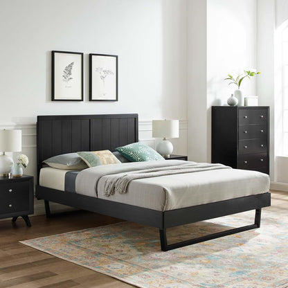 bed frames | CasaFoyer Alana Wood Queen Platform Bed | Mid-Century Design | Wood Paneling | Sturdy Frame | No Box Spring Needed | Easy Assembly | Black | casafoyer.myshopify.com