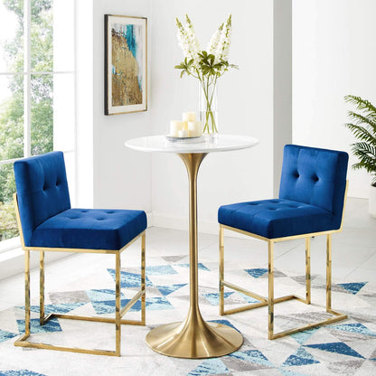 barstools | CasaFoyer Privy Counter Stool Set of 2 | Gold Stainless Steel Base | Performance Velvet Upholstery | No Assembly | 331 lbs Weight Capacity | casafoyer.myshopify.com