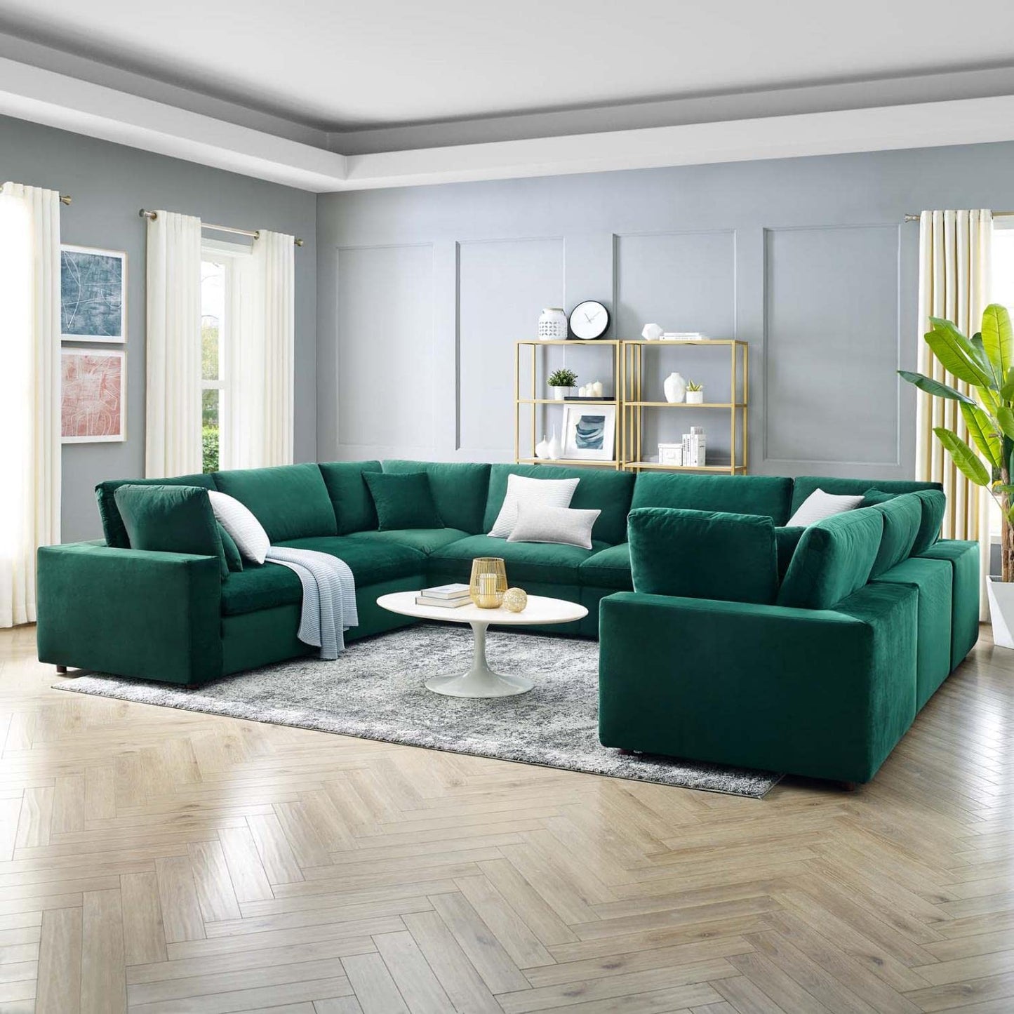 kitchen and dining room sets | CasaFoyer Commix Sectional Sofa | Luxurious & Inviting | Plush Comfort | Stain-Resistant Velvet | Solid Wood Construction | 8-Piece Set | casafoyer.myshopify.com