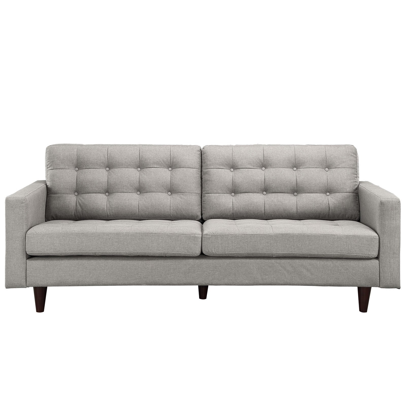 ottomans | CasaFoyer Empress Upholstered Sofa | Luxurious & Elegant Design | Tufted Buttons | Plush Cushions | Light Gray | casafoyer.myshopify.com