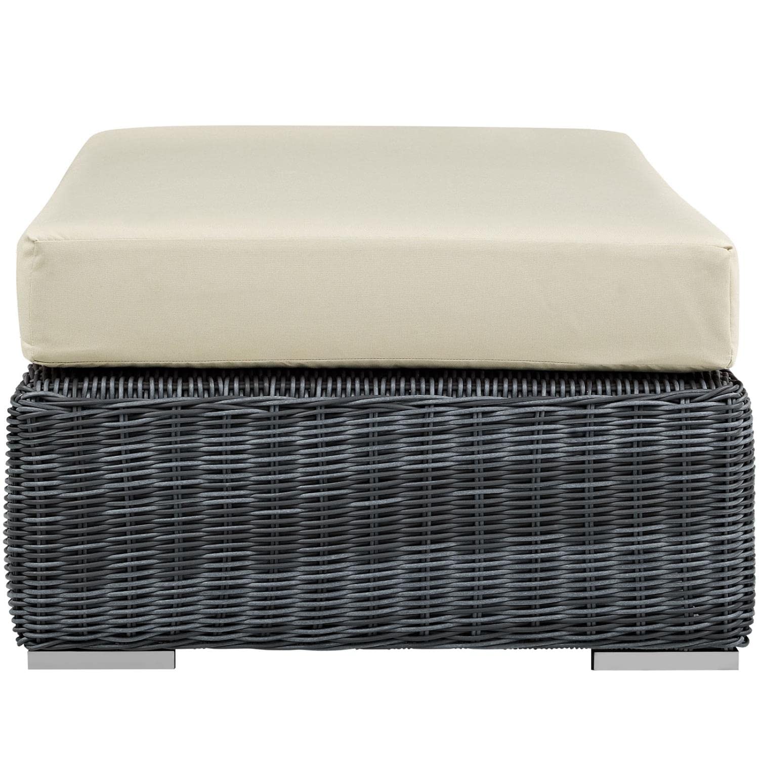ottomans | CasaFoyer Summon Outdoor Patio Rectangle Ottoman | Two-Tone Rattan | Sunbrella Cushions | Aluminum Frame | Ideal for Patio, Backyard, Poolside | casafoyer.myshopify.com