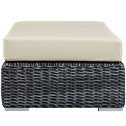 ottomans | CasaFoyer Summon Outdoor Patio Rectangle Ottoman | Two-Tone Rattan | Sunbrella Cushions | Aluminum Frame | Ideal for Patio, Backyard, Poolside | casafoyer.myshopify.com