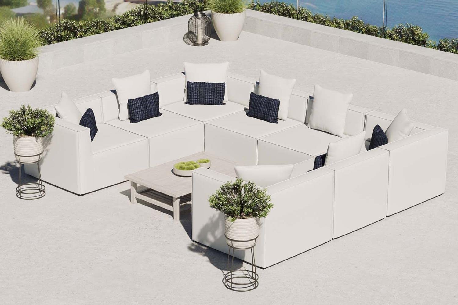 executive chairs | CasaFoyer Outdoor Patio Saybrook Upholstered 8-Piece Sectional Sofa | Comfortable & Contemporary Design | All-Weather & UV-Resistant | Durable Aluminum Frame | Ideal for Outdoor Gatherings | White | casafoyer.myshopify.com