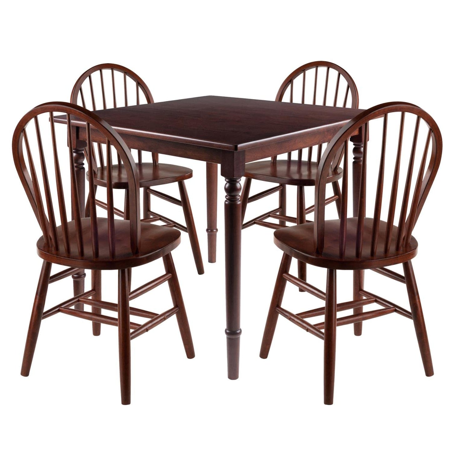 childrens table and chair sets | CasaFoyer  Wood Mornay 5-Piece Dining Set | Walnut Finish | Solid Wood | Ideal for Smaller Spaces | Easy Assembly | Table & 4 Windsor Chairs | casafoyer.myshopify.com
