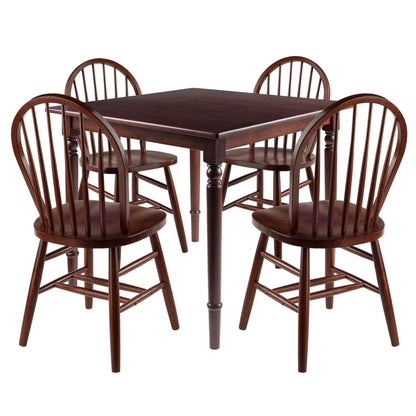 childrens table and chair sets | CasaFoyer  Wood Mornay 5-Piece Dining Set | Walnut Finish | Solid Wood | Ideal for Smaller Spaces | Easy Assembly | Table & 4 Windsor Chairs | casafoyer.myshopify.com