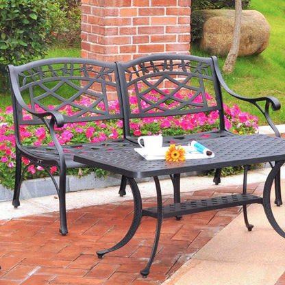 Patio Furniture Sets | Heavy-Duty Aluminum Loveseat | Cool & Relaxing Design | Charcoal Black Finish | Weather-Resistant & Comfortable Contoured Seats | casafoyer.myshopify.com