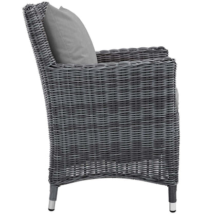 Patio Furniture Sets | Summon Outdoor Patio Dining Arm Chair | Two-Tone Rattan | Sunbrella Cushions | Aluminum Frame | Ultimate Outdoor Comfort | Perfect for Patio, Backyard, Poolside | casafoyer.myshopify.com