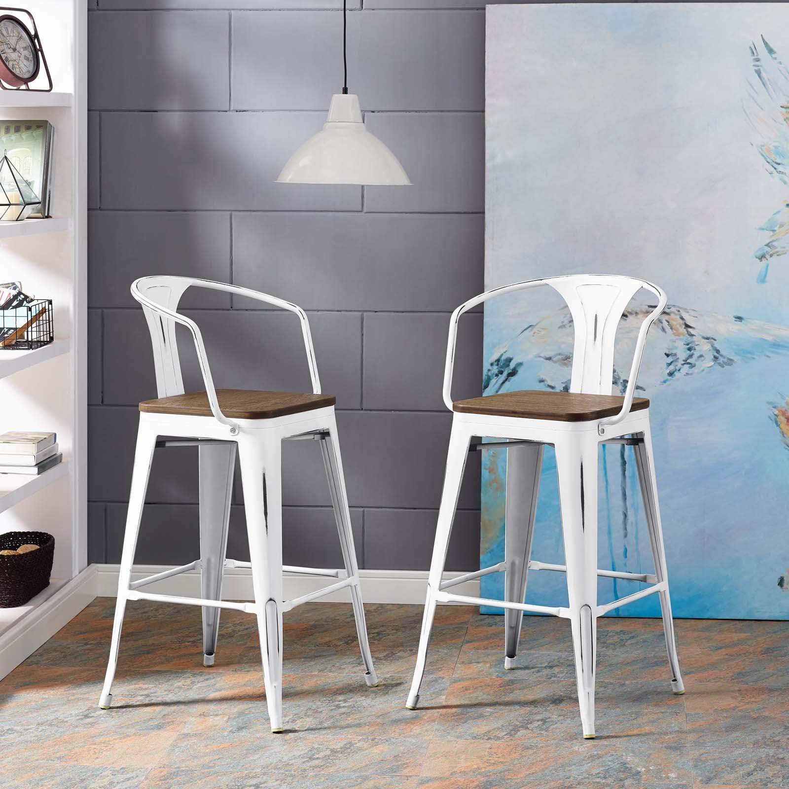 barstools | CasaFoyer Promenade Arm Bamboo & Metal Bar Stool | Vintage Steel Finish | Industrial Modern Aesthetics | Exceptional Craftsmanship | Enhance Dining Experience | Versatile | Includes 1 Stool | casafoyer.myshopify.com