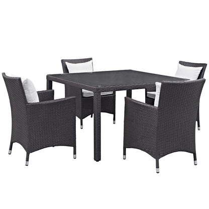 kitchen and dining room sets | CasaFoyer Convene Outdoor Sectional Series | Sturdy Rattan Weave | Weather-Resistant | 5 Piece Dining Set with Glass Tabletop | casafoyer.myshopify.com